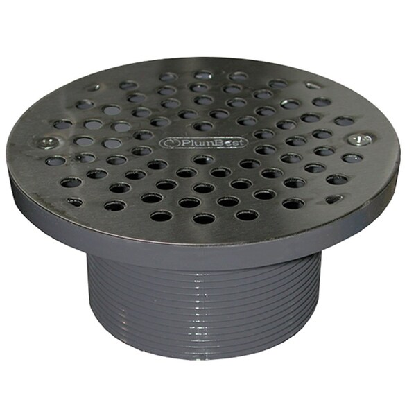 Jones Stephens 3-1/2in. PVC IPS Plastic Spud with 6in. Chrome Plated Round Strainer D56206 - main